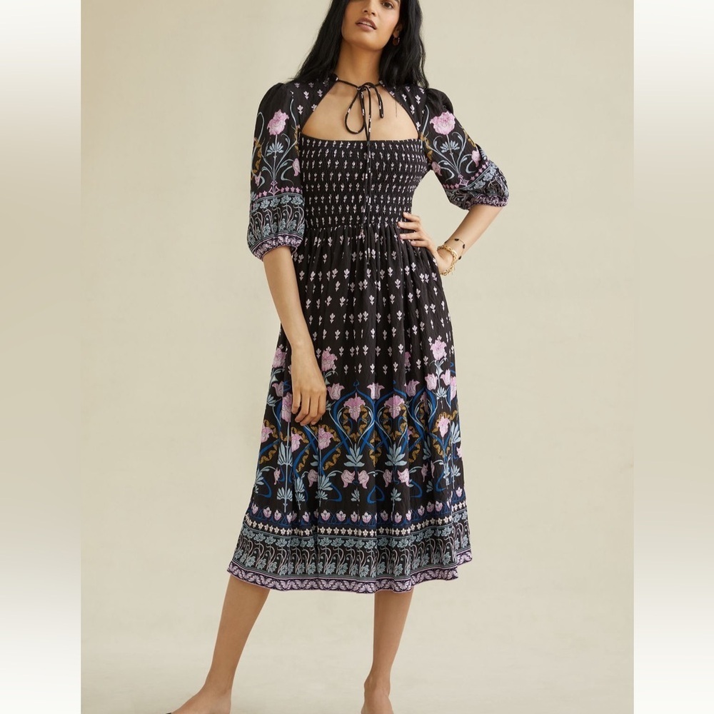 Nwt Anthropologie Dasha Smocked Midi Dress